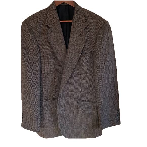 Oscar de la Renta Men’s Brown Herringbone Sport Coat Suit Jacket Blazer Sz 42S - Picture 4 of 13